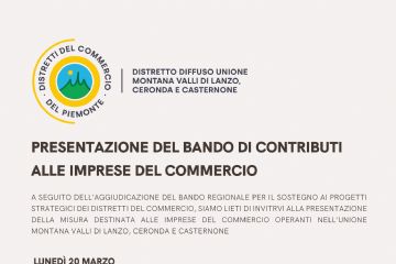 Distretto diffuso del commercio: presentazione del bando di contributi alle imprese del commercio