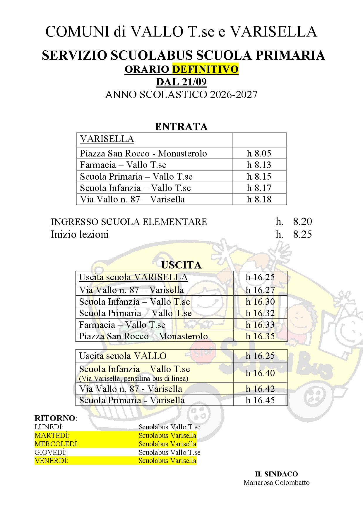 Orari primaria